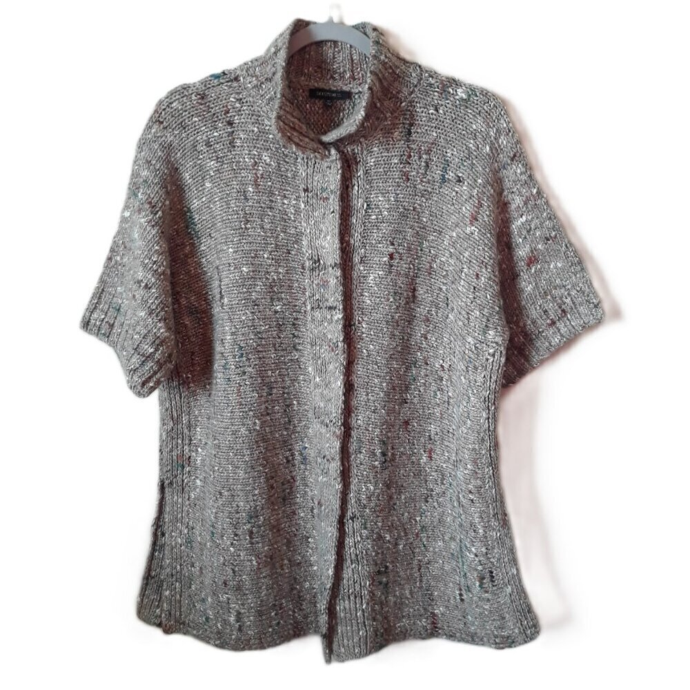 Lafayette 148 Wool Alpaca Silk Short Sleeve Cardigan M/L Quiet Luxury Office